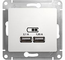 Розетка USB тип A+A без рамки Systeme Electric Glossa 2-м. 2100мА белый картинка